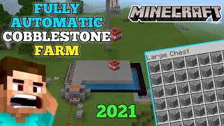 How To Make Fully Automatic Cobblestone Farm  Latest 2021  Minecraft PE  118 [upl. by Hcone]