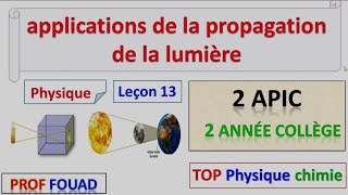 application de la propagation de la lumière 2 année collège [upl. by Leikeze531]