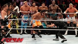 A slew of Superstars battle The Shield in an 11on3 Handicap Elimination Tag Team Match Raw Sept [upl. by Ahseirej534]