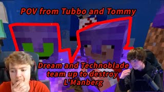 Dream and Technoblade team up to destroy L’Manberg TOMORROW POV from TommyInnit amp TubboDream SMP [upl. by Ardnuasac]