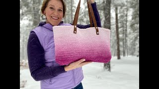 The Huggable Tote for 1 cake of Bernat Blanket Perfect Phasing yarn easy crochet tutorial [upl. by Hgeilhsa]