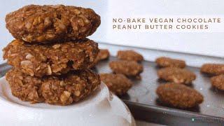 Healthy NoBake Vegan Chocolate Peanut Butter Cookies [upl. by Maurie]