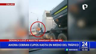 ¡El colmo delincuentes se trepan a vehículos para cobrar cupos a conductores en el Callao [upl. by Arihk188]