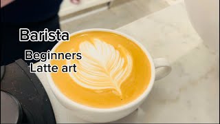 Barista training Beginner’s latte art [upl. by Aimil]