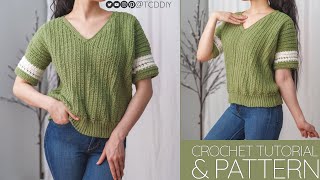 How to Crochet V Neck Top  Pattern amp Tutorial DIY [upl. by Areek]