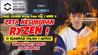 HIGHLIGHT ZETA KESURUPAN RYZEN  WWCD VOIN 20 ELIM  MATCH 6 MIRAMAR  PMSL GROUP PASE DAY 1 WEEK 2 [upl. by Panter]