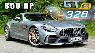 850HP AMG GTR  328KMH REVIEW on AUTOBAHN [upl. by Rodmann]