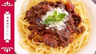 Vegan spaghetti bolognese  family food  seitan ragu [upl. by Damiani]