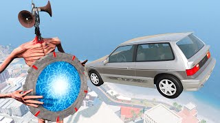 Cars Escape From the Monster Of Siren Head amp Siren Heads Portal to Another World  BeamNG Drive Game [upl. by Anitsuj420]