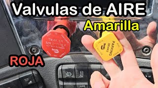 como funcionan las valvulas de aire amarilla y roja de un camion la linea de emergencia y servicio [upl. by Ahsilif]