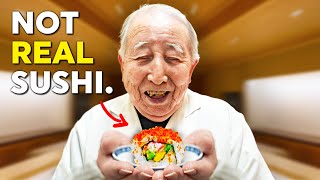 90 yr old Sushi Chef tries American Sushi for the First Time [upl. by Tonnie]