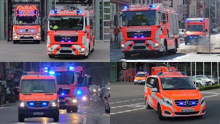 MASSIVE BULLHORN Feuerwehr Frankfurt zu einsatzfahrten von Feuerwache 12 [upl. by Zeeba736]