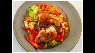 PORK BELLY WITH KUMARA MASH amp SAUTÉED VEGETABLES  Ketogenic  Low Carb Recipes [upl. by Ayidan954]