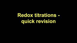 Quick Revision  Redox titrations [upl. by Cost368]