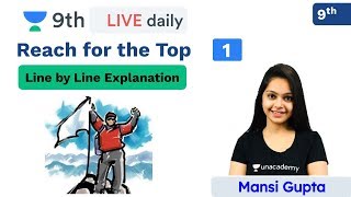 CBSE Class 9 Reach for the Top  English Literature  Unacademy Class 9 and 10  Mansi Gupta [upl. by Merkley]