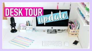 DESK TOUR Update  Organisation amp Deco Bureau  Astuces Rangement [upl. by Lekcim]