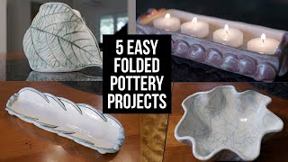 5 EASY Folded Pottery Projects FREE Spoon Rest TEMPLATE [upl. by Kaila]