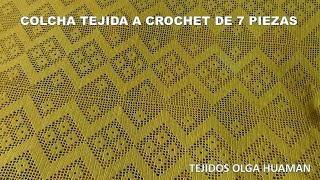 Colcha o cubrecama tejida a crochet de 7 piezas fácil de tejer paso a paso [upl. by Jeritah]