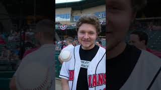 Professional Racecar Driver Throws First Pitch [upl. by Garnes]