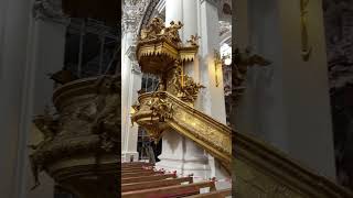 Splendid Baroque Interior of the St Stephens Cathedral in Passau Germany [upl. by Ariahs52]