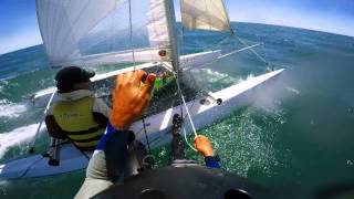 Sailing catamaran SL16  Castelldefels Spain I GOPRO HD [upl. by Neivad]