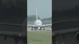 Spray action from A380 at Birmingham Airport [upl. by Lavelle]