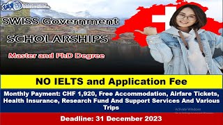 Swiss Government Scholarships 2024  Fully Funded Scholarship  How to Apply for Swiss Scholarships [upl. by Dulsea]