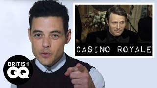 Rami Malek rates the baddest James Bond villains  Dr No Jaws Blofeld  British GQ [upl. by Phil78]