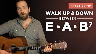 ⭐️ Walking up amp down between the E A and B7 bass note transitions [upl. by Ashly]