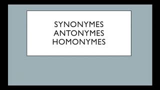 Synonymes antonymes homonymes [upl. by Madelle]