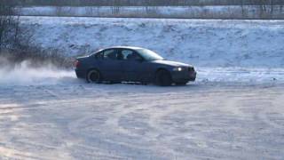 BMW e46 320d drifting at snowy parking [upl. by Nolyaj]