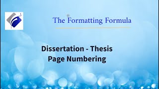 DissertationThesis Page Numbering [upl. by Tomkins]