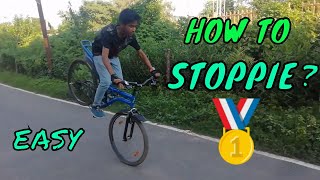 HOW TO DO STOPPIE ON CYCLE  BEGINNERS CYCLE STUNTS  STEP BY STEP INSPIREDBYFATBIKERVAIBHAV [upl. by Artina]