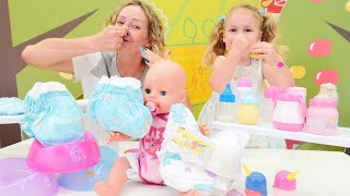 Spielspaß mit Baby Born Wir kaufen Windeln fürs Baby Spielen und Lernen mit Nicole [upl. by Isman292]