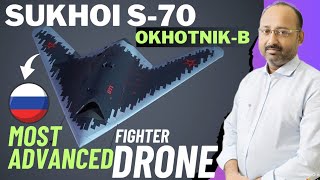 RUSSIA Most Advance Military Drone Sukhoi S70 OkhotnikB Testing  Military Drone Specialities [upl. by Divod]