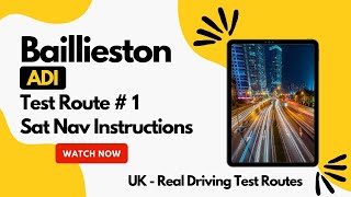 Baillieston Approved driving instructor ADI Test Route with Sat Nav Route 1 [upl. by Dracir]