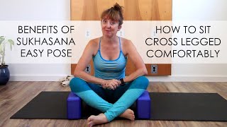 How to do Sukhasana Easy Pose  how to sit cross legged for beginners [upl. by Dwinnell301]