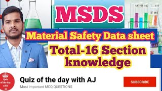 MSDS  MSDS 16 section knowledge  MSDS के सभी 16 Section की जानकारी 🔥🔥🔥 [upl. by Halac807]