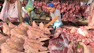 Massive Pork Meat amp Vegetable Distribution Site  Amazing Cambodian Market View amp Vendors Life [upl. by Beryle979]