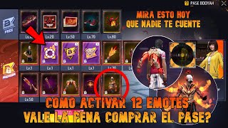 ¡CÓMO ACTIVAR 12 EMOTES al COMPRAR PASE BOOYAH FEBRERO 2024 ¿Cuál vale la pena 300 ó 800 FREE FIRE [upl. by Yreneh]