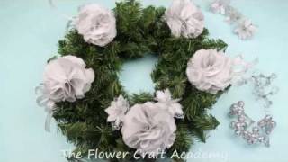 Flower Frill Christmas Wreath Decoration Tutorial [upl. by Yeniar]