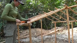 Crafting underground Log Cabin Bushcraft shelter [upl. by Murdock]