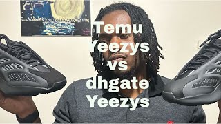 Temu Yeezy dark glows vs dhgate avalah Yeezys review [upl. by Arraic]