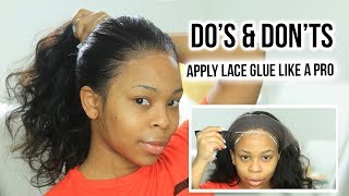 DOS amp DONTS  HOW TO Apply lace glue for beginners PROPERLY  MY FIRST WIG [upl. by Asseniv522]