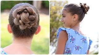 How to Create a 3D Flower Bun  Cute Updos [upl. by Lamee435]