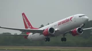 Corendon Airlines B737 MAX8 Takeoff Groningen Airport Eelde [upl. by Verine]