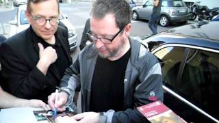 Lars von Trier signing autographs at 3rd September 2011 in Berlin [upl. by Yliab]