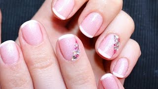 French manicure con gli strass facile e veloce con lo smalto semipermanente [upl. by Yrrak]