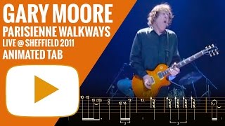 GARY MOORE  PARISIENNE WALKWAYS  Guitar Tutorial  Animated Tab [upl. by Adidnac]