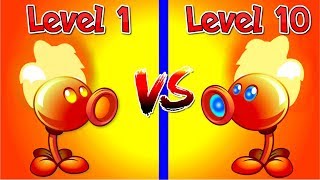 Plants vs Zombies 2 Compare Fire Peashooter Level 10 vs Fire Pea Level 1  WoW Its a Big Difference [upl. by Anirrak]